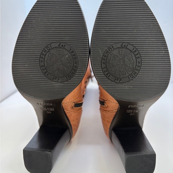 Fendi B-Buckle Tall Leather Boots | Tan | New Without Tags|35|Gorgeous Leather - Picture 3 of 12